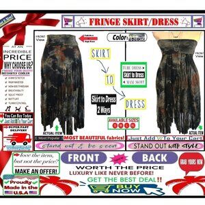 🛑 BULLY Fold Over ➕🆒 SKIRT/DRESS High Waist FRINGE Mineral Wash 💸BUY NOW‼️🟢